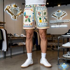 SHEIN X SUMWON Cross-Stitch Patchwork Board Shorts Size Large Summer Beach wear